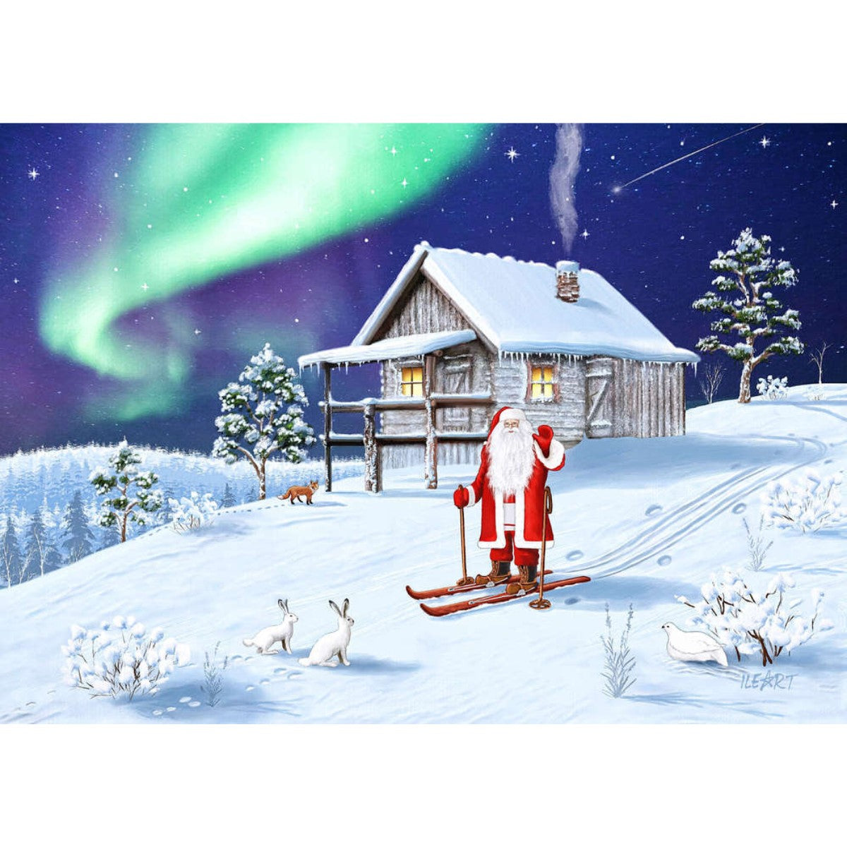 Joulukortti Levi Joulupukin Mökki