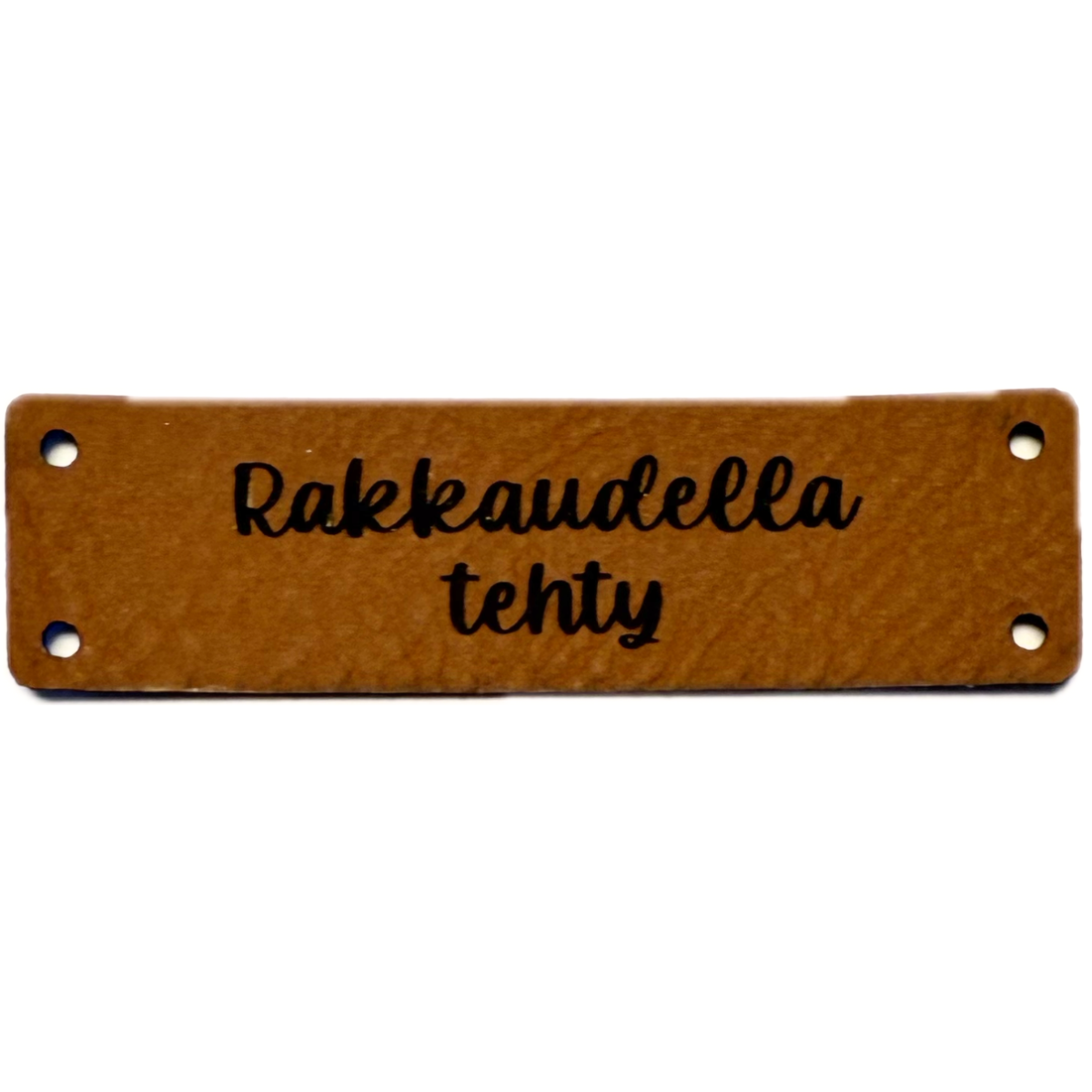 Merkki keinonahkaa Rakkaudella tehty, konjakki