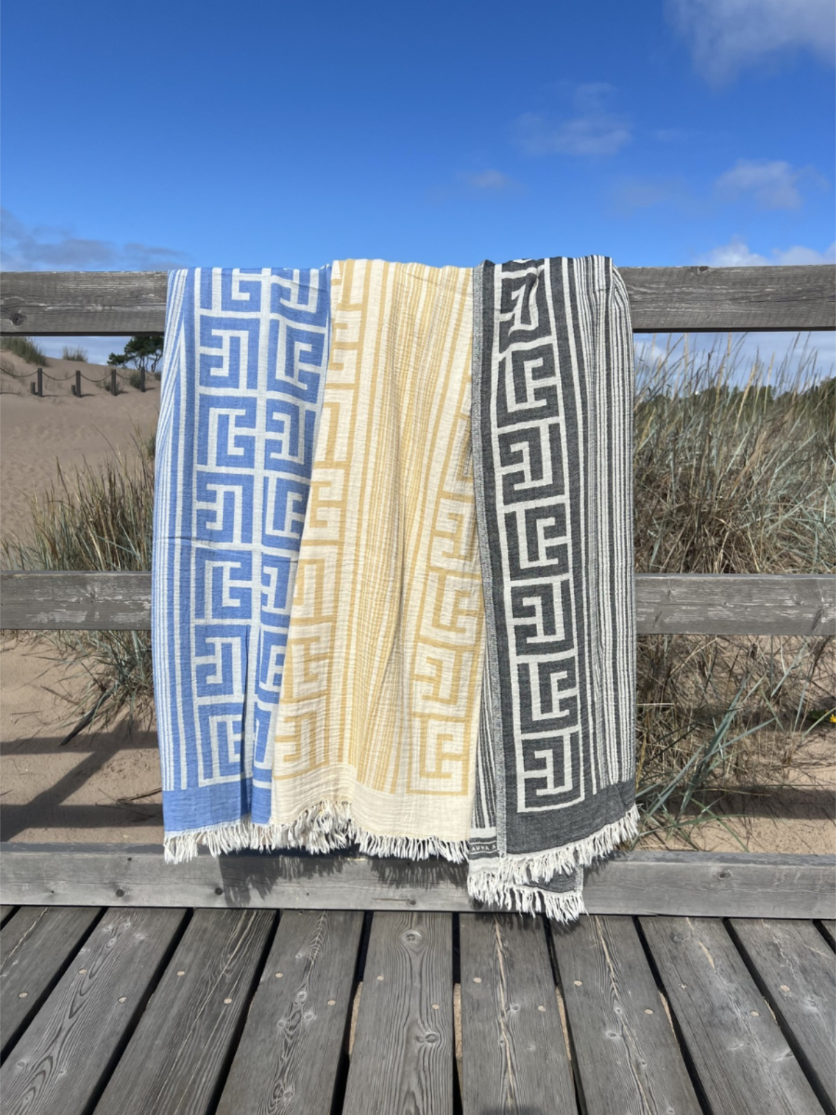 Kreikkalainen pyyhe Ornamentti kulta puuvilla 100x180cm