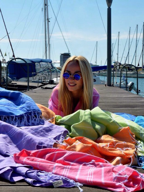 Kreikkalainen pyyhe Dyyni laventeli puuvilla 100x180cm