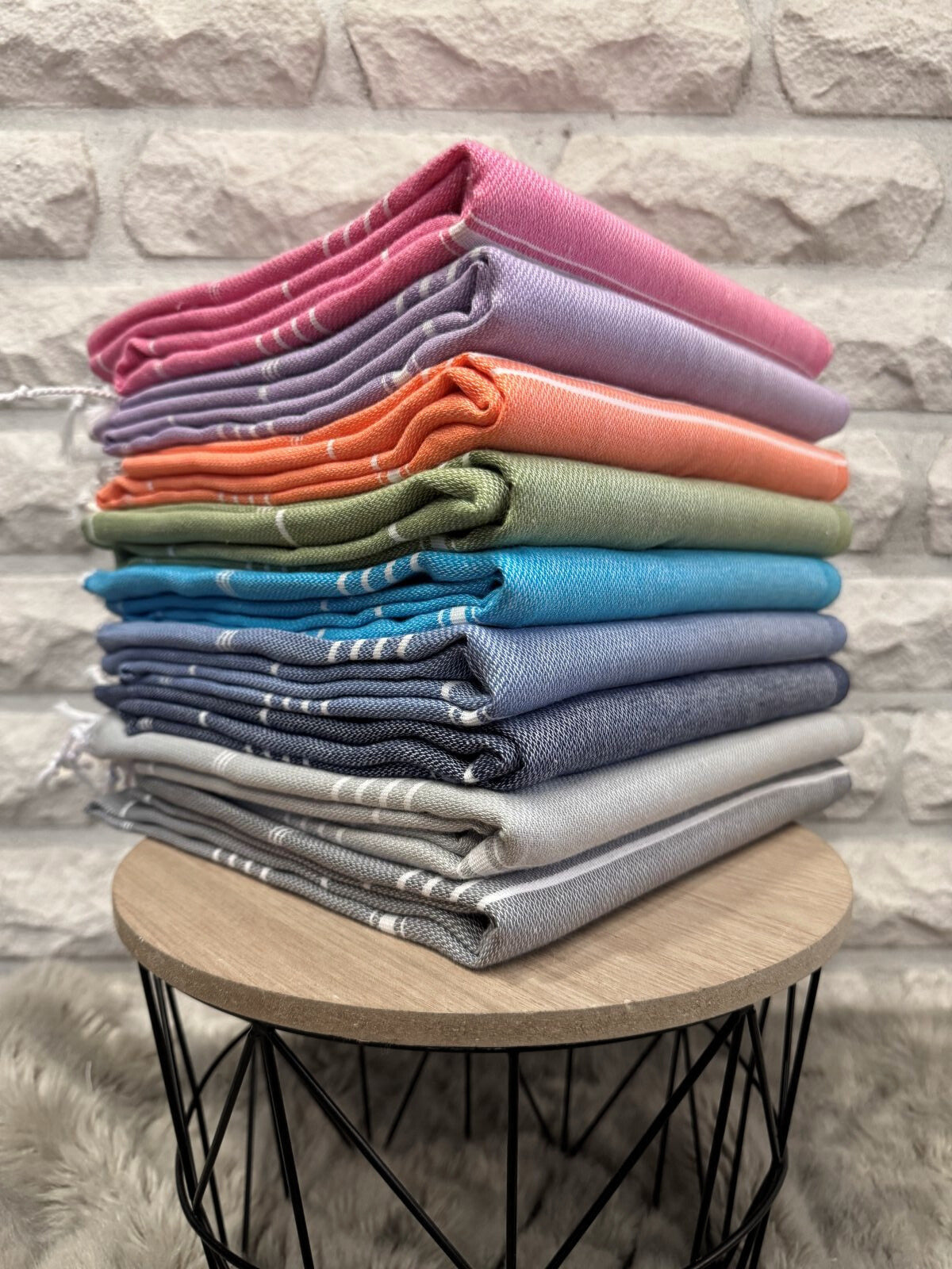 Kreikkalainen pyyhe Dyyni koralli puuvilla 100x180cm