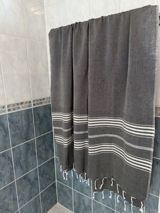 Hamam pyyhe Jätti musta puuvilla 100x210cm