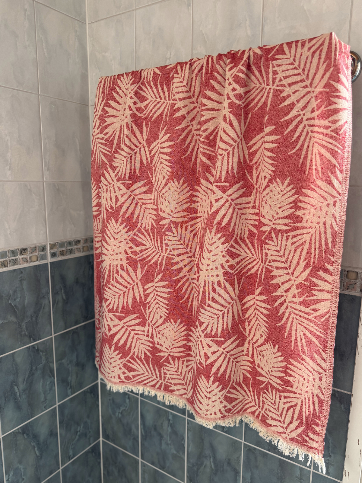 Hamam pyyhe Palmu punainen puuvilla 90x170cm