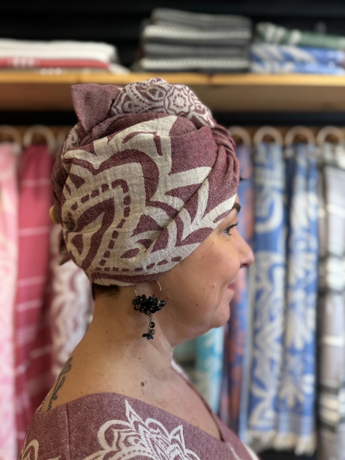 Hamam turbaani Mandala burgundinpunainen