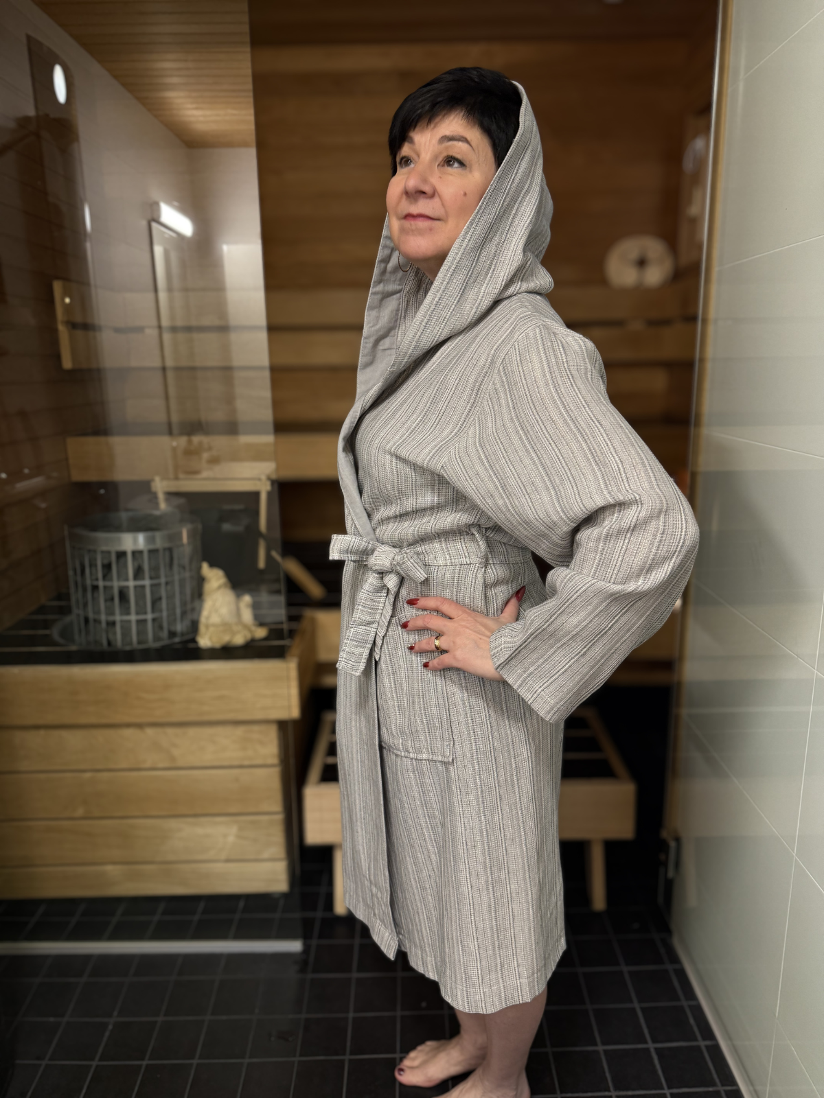 Hamam hupullinen kylpytakki Harmony harmaa