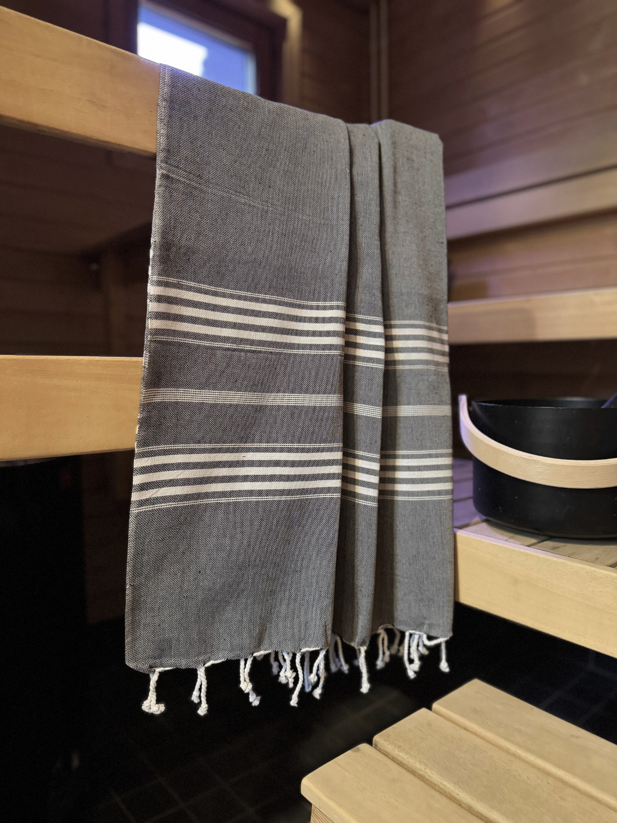 Hamam pyyhe Jätti musta puuvilla 100x210cm