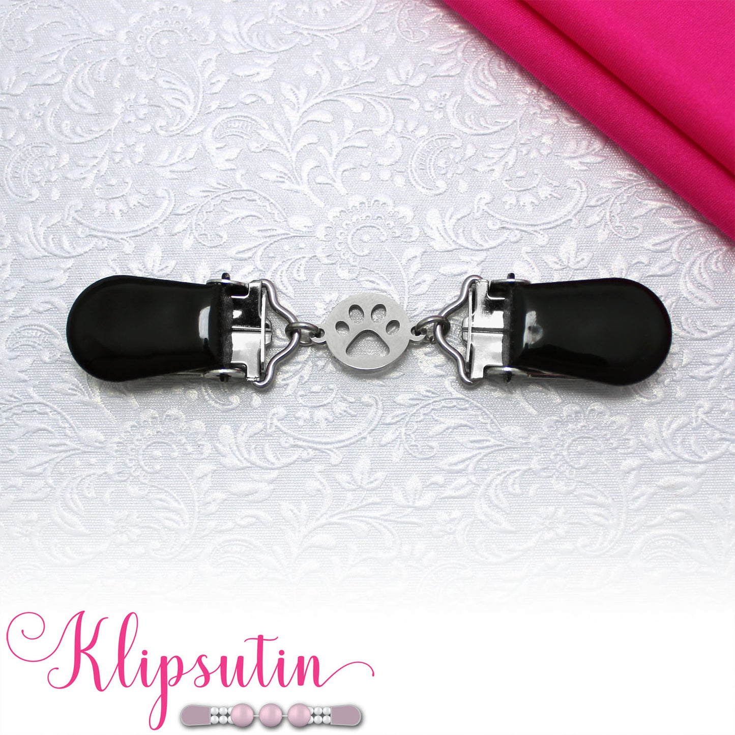 Klipsutin Tassu hopea-musta