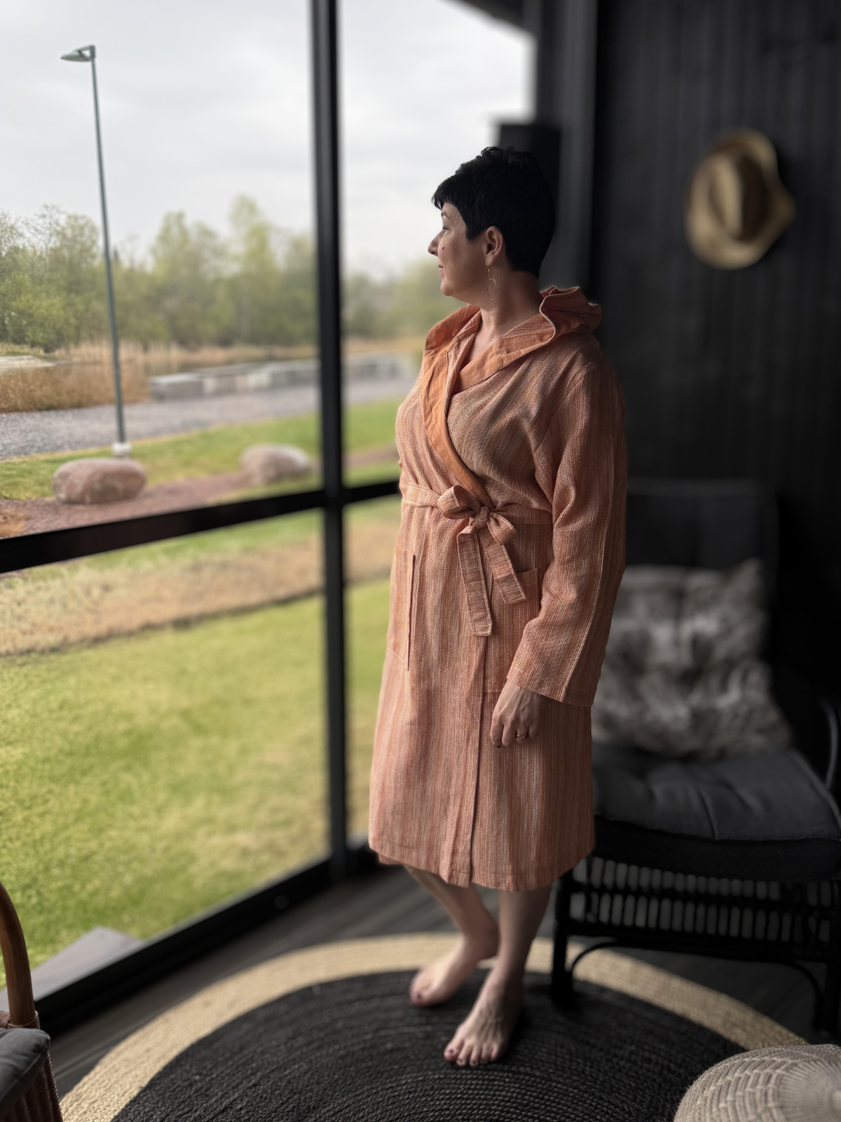 Hamam hupullinen kylpytakki Harmony persikka