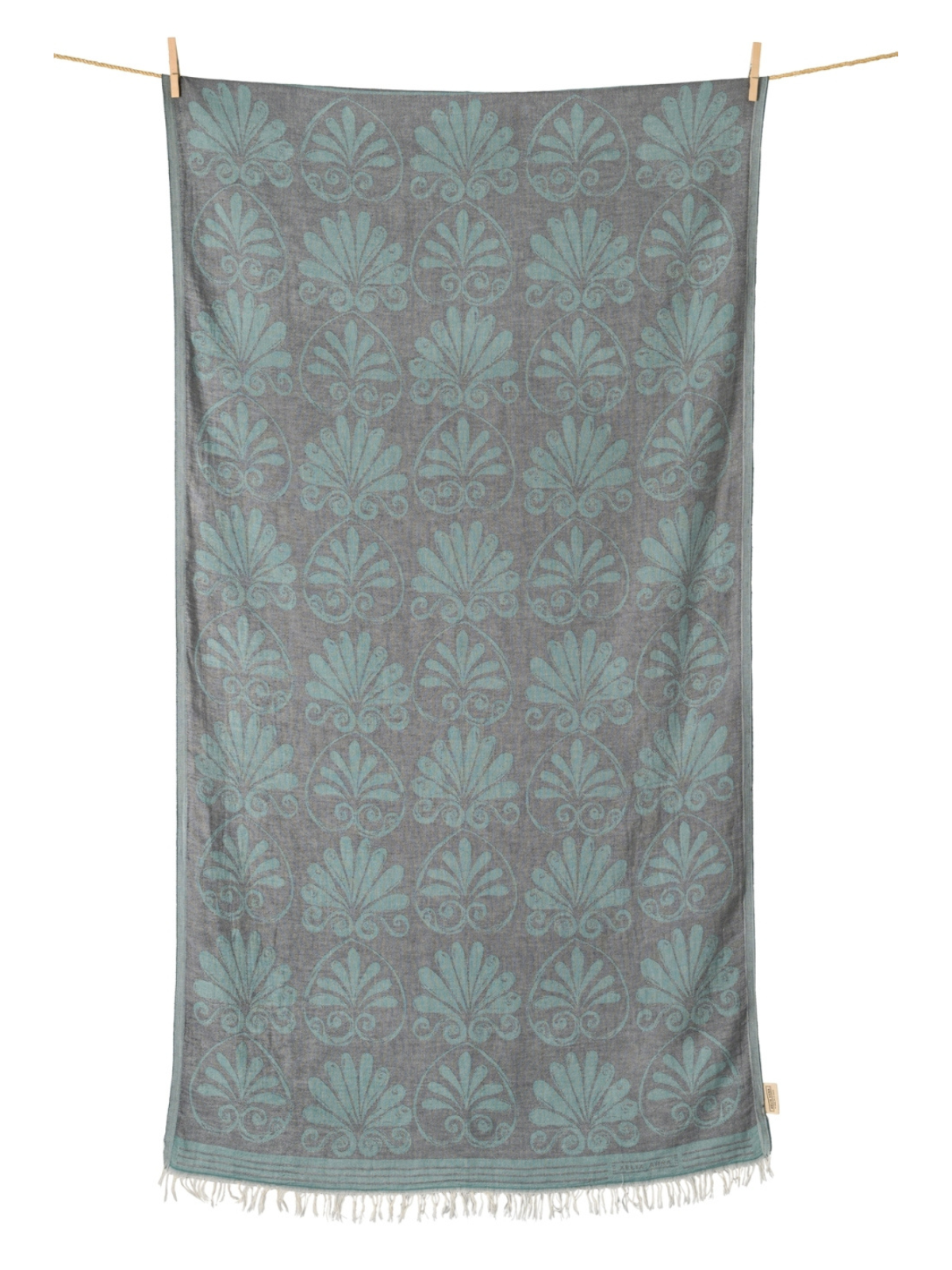 Kreikkalainen pyyhe Lootuskukka harmaa-eukalyptus puuvilla 90x180cm