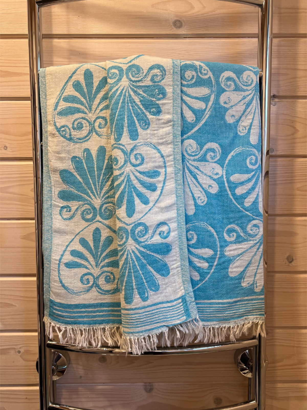 Kreikkalainen pyyhe Lootuskukka turkoosi puuvilla 90x180cm