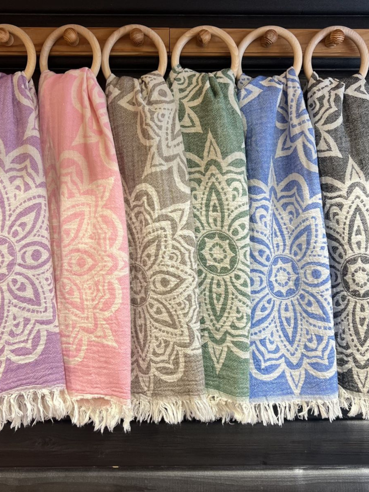 Hamam käsipyyhe Mandala musta puuvilla 52x100cm
