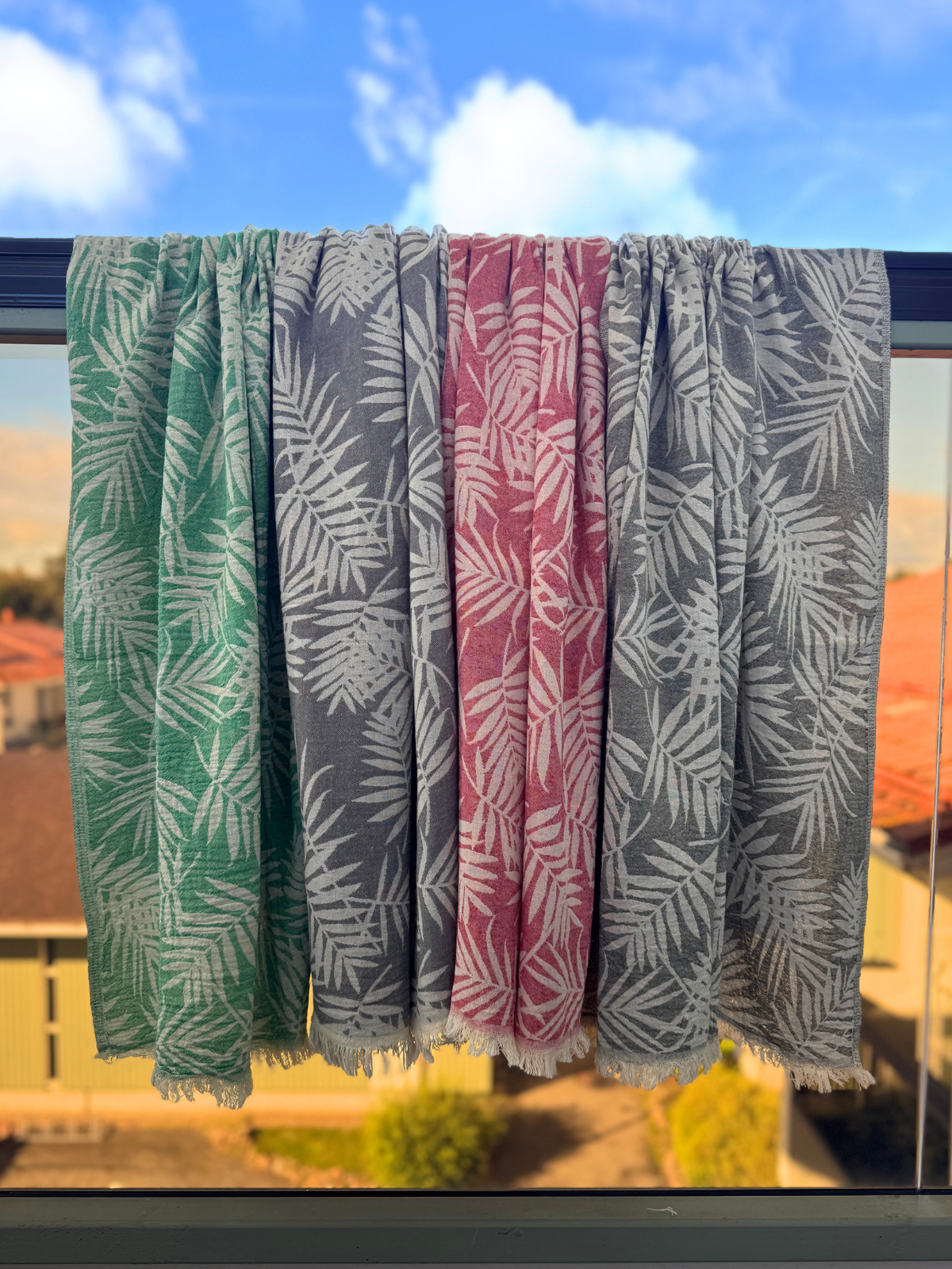 Hamam pyyhe Palmu punainen puuvilla 90x170cm