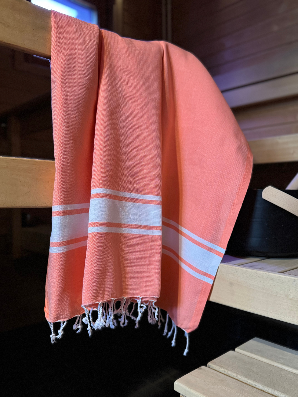 Kreikkalainen pyyhe Patmos koralli puuvilla 100x180cm