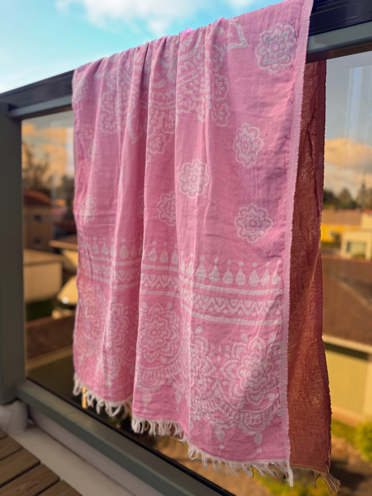 Hamam pyyhe Serene pinkki puuvilla 90x180cm