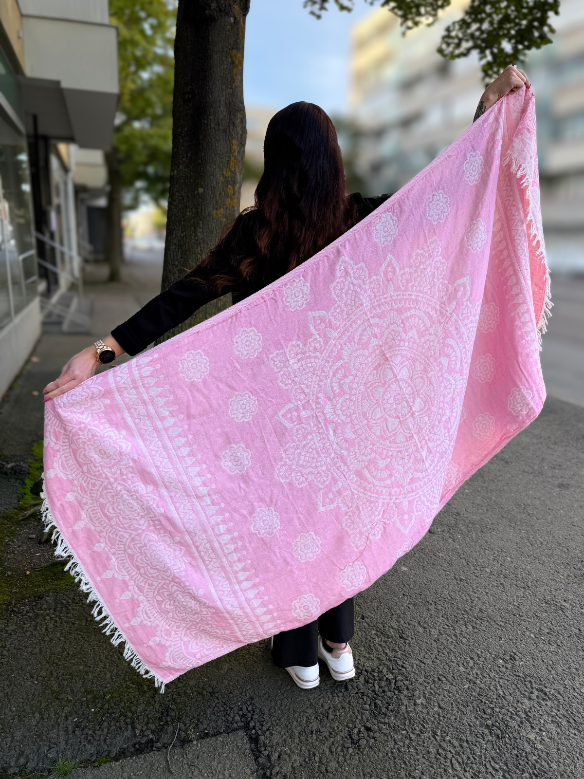 Hamam pyyhe Serene pinkki puuvilla 90x180cm