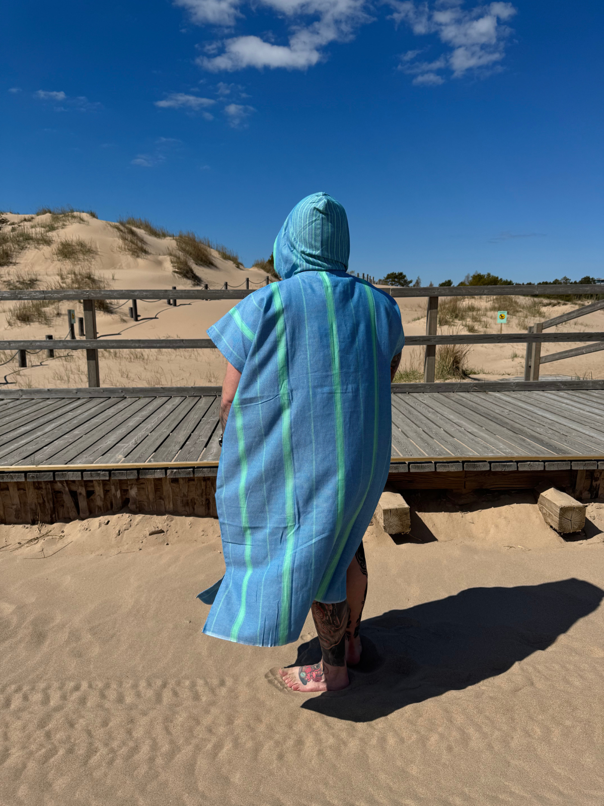 Hamam tunika hupullinen Raita sininen-vihreä