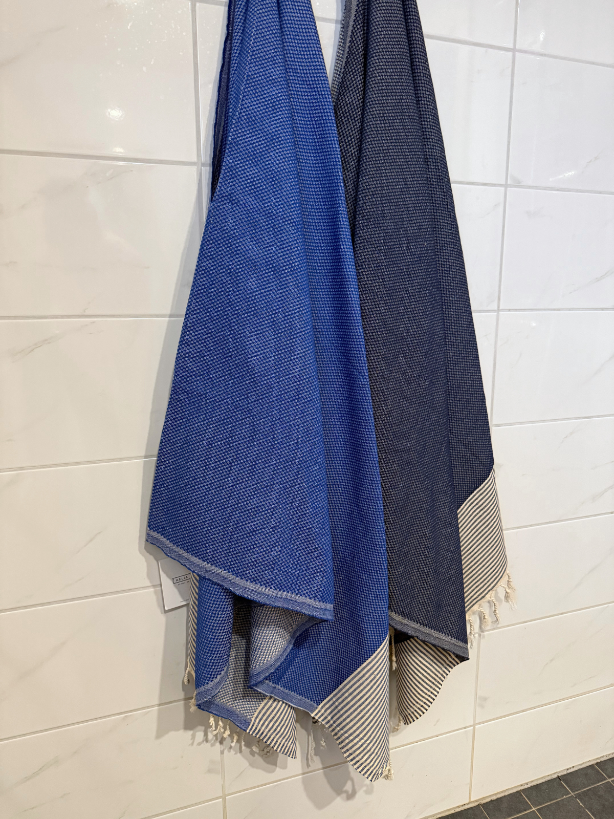 Kreikkalainen pyyhe Timantti sininen puuvilla 95x180cm