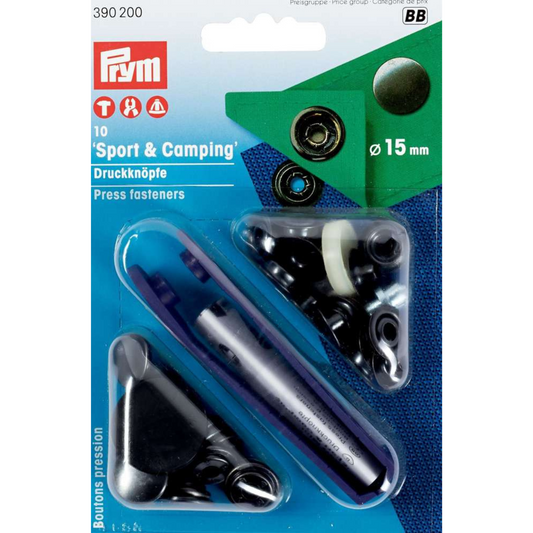 Painonappi, painoneppari Sport & Camping 15mm Prym hopea, musta