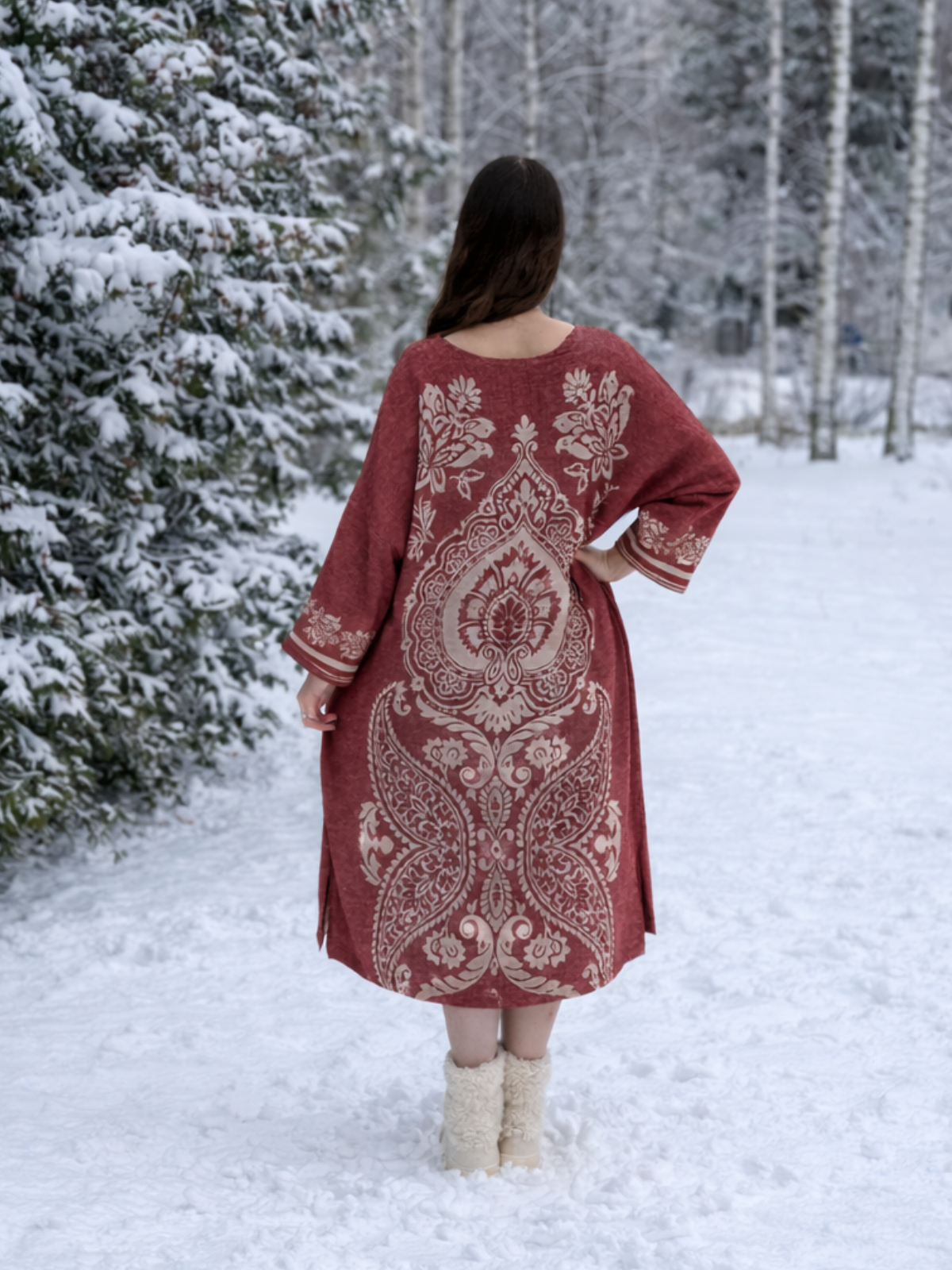 Hamam tunika Lumo burgundinpunainen