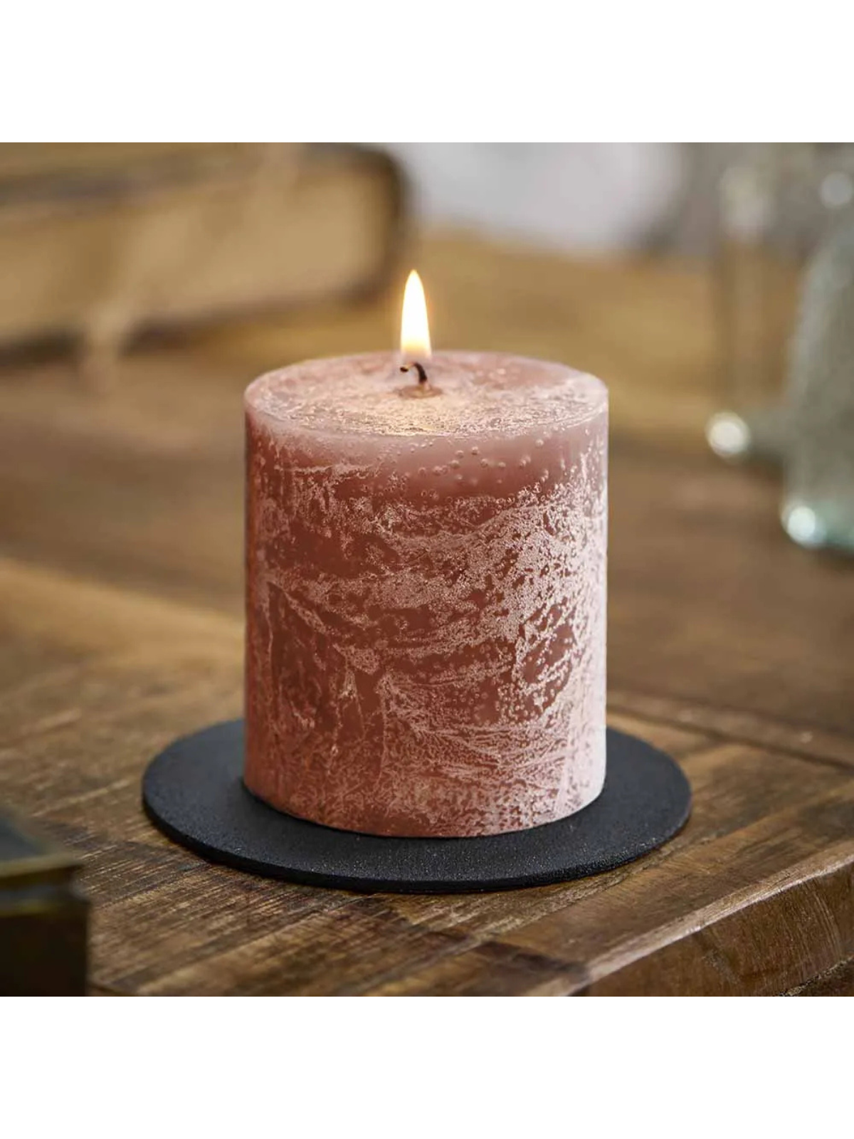 Kynttilä Rustic tumma oranssi 7x7,5cm