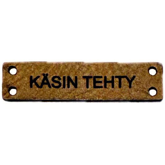 Merkki keinonahkaa KÄSIN TEHTY, tummanruskea