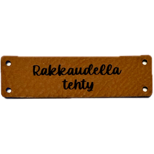 Merkki keinonahkaa Rakkaudella tehty, konjakki