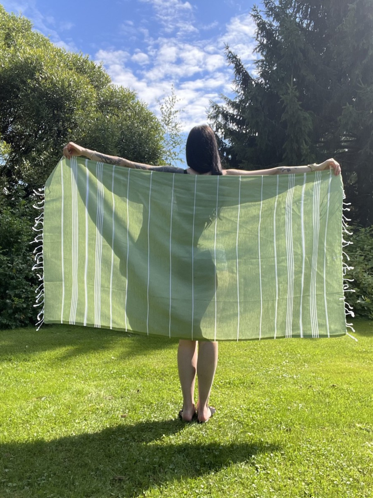 Kreikkalainen kylpypyyhe Dyyni oliivi puuvilla 100x180cm
