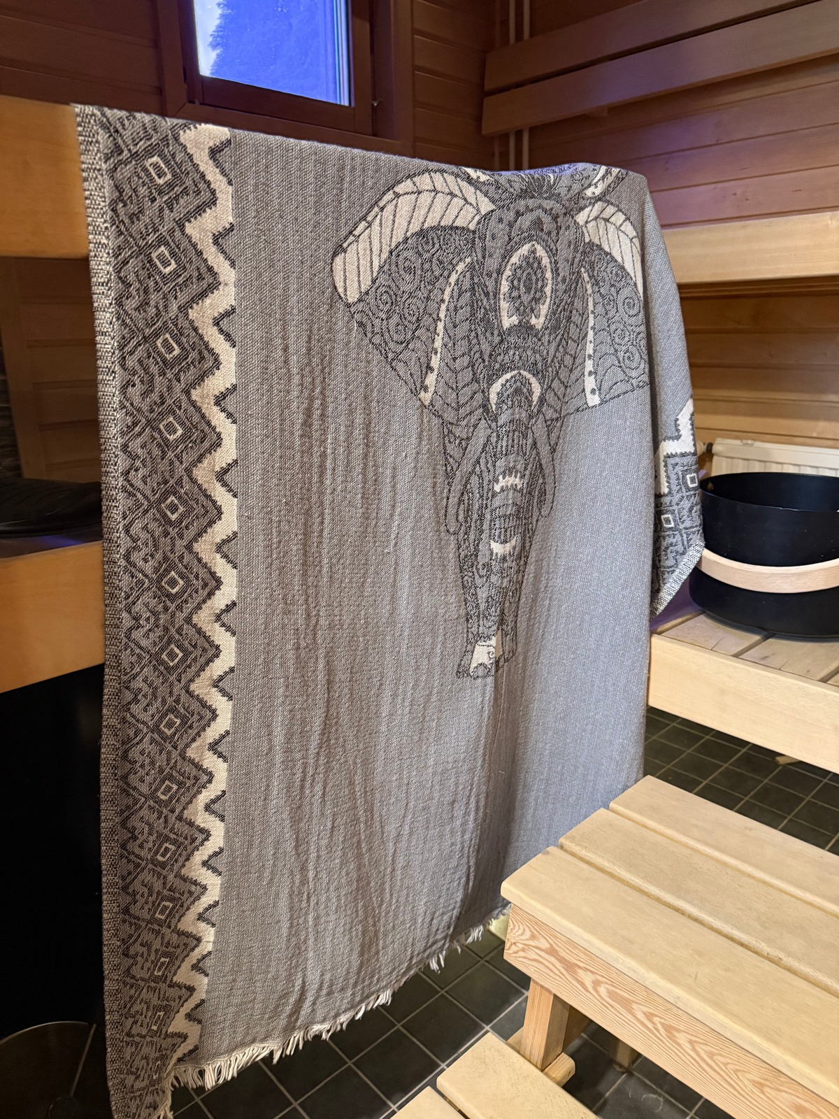 Hamam pyyhe Elefantti tummanharmaa puuvilla 95x195cm