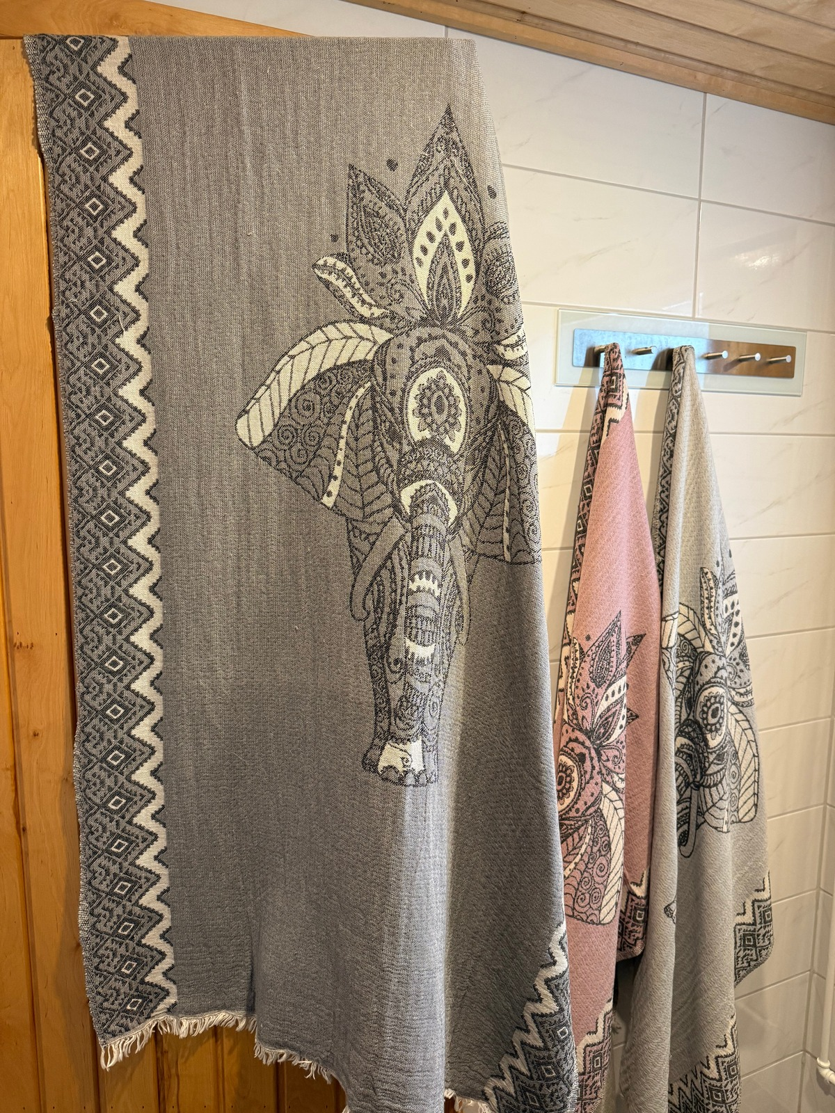 Hamam pyyhe Elefantti tummanharmaa puuvilla 95x195cm