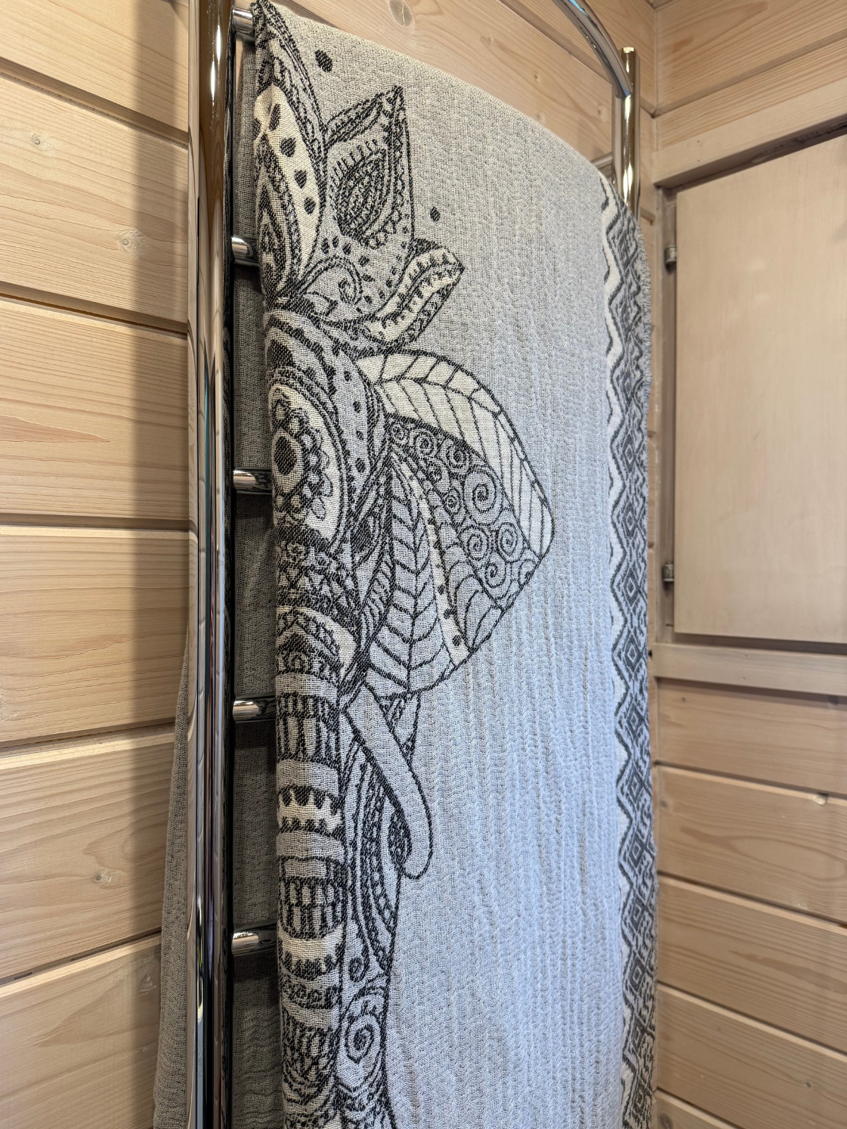 Hamam pyyhe Elefantti vaaleanharmaa puuvilla 95x195cm