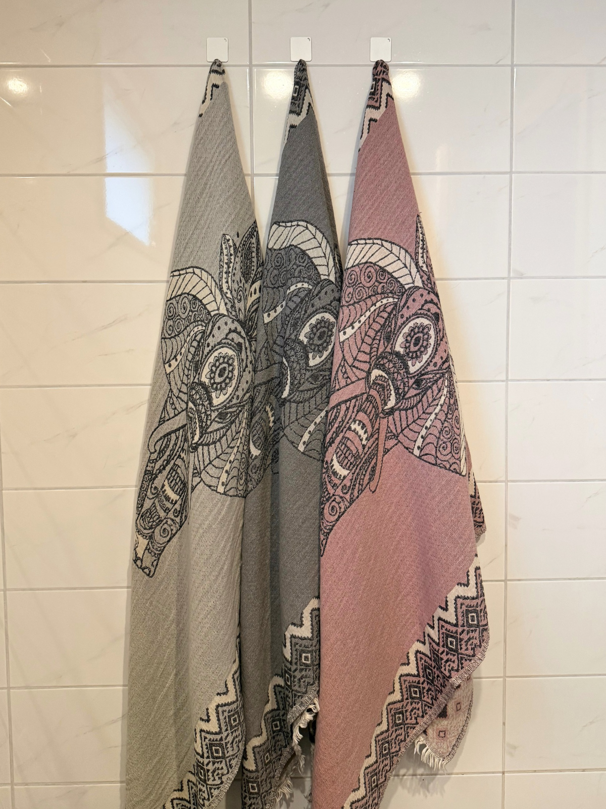 Hamam pyyhe Elefantti vaaleanharmaa puuvilla 95x195cm