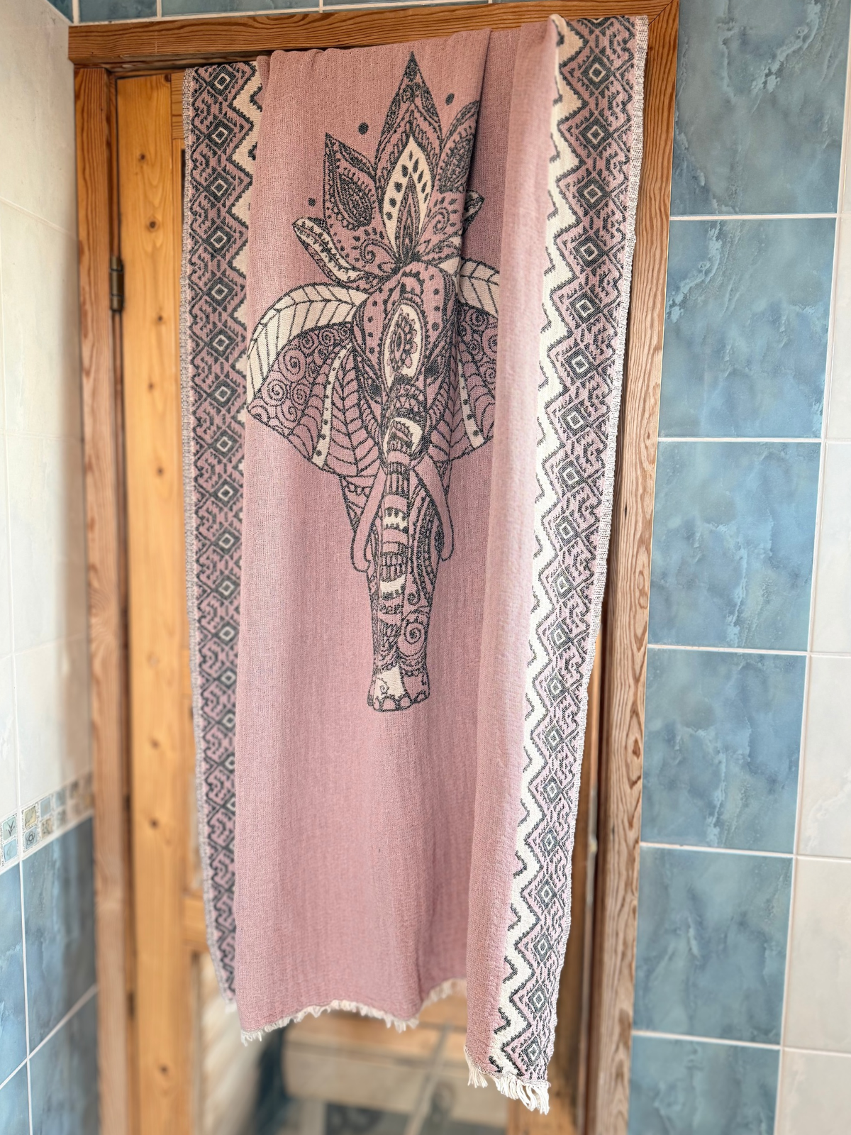 Hamam pyyhe Elefantti roosa puuvilla 95x195cm
