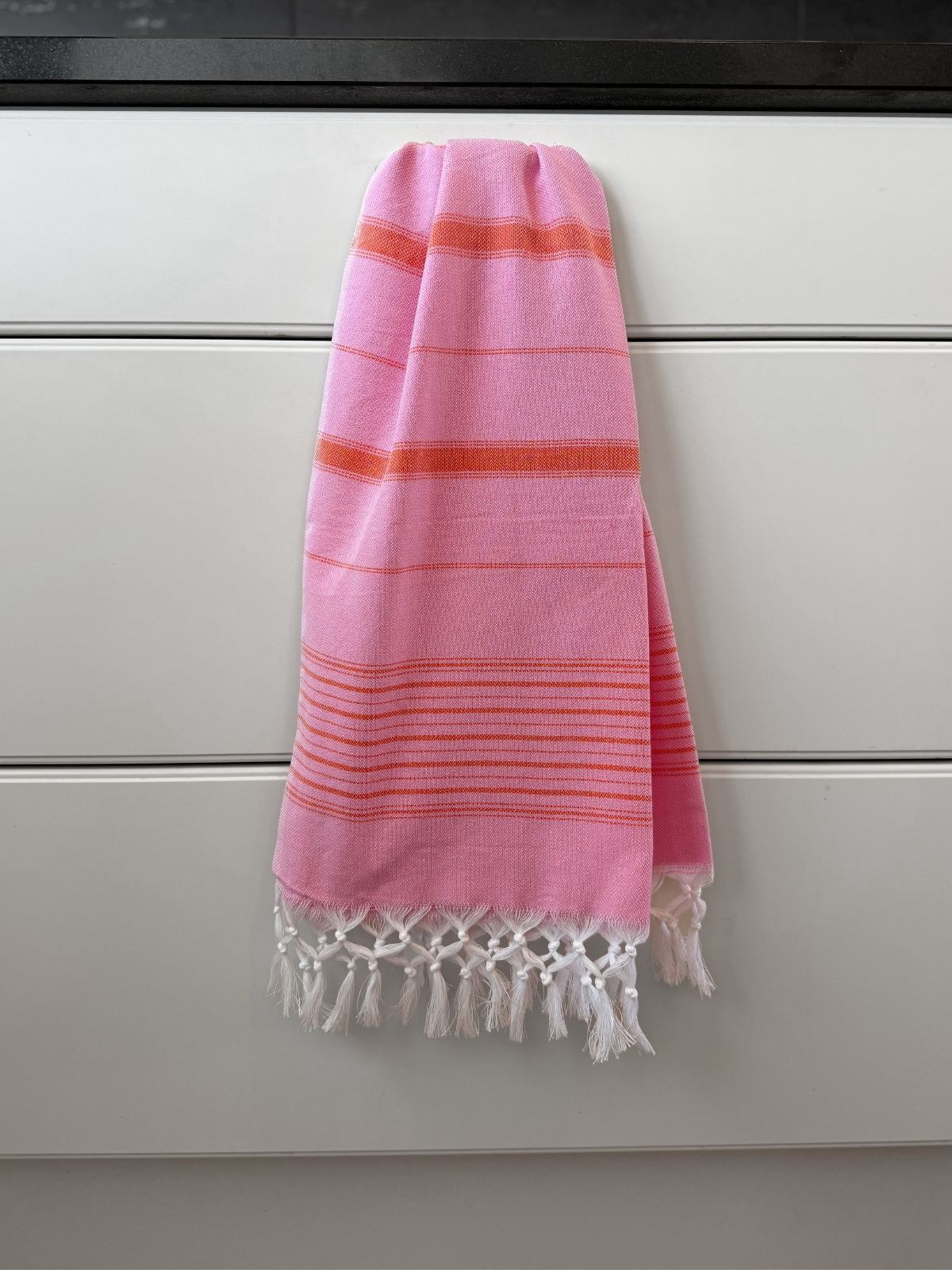 Hamam käsipyyhe Raita pinkki-mandariini puuvilla 50x100cm