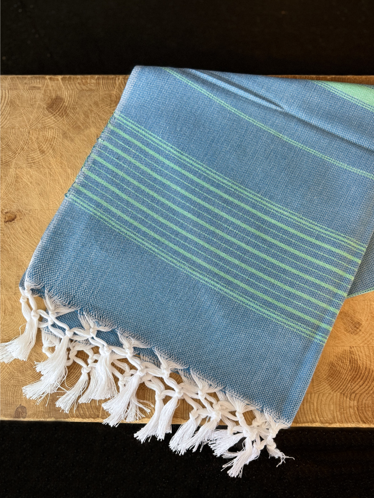 Hamam käsipyyhe Raita sininen-vihreä puuvilla 50x100cm