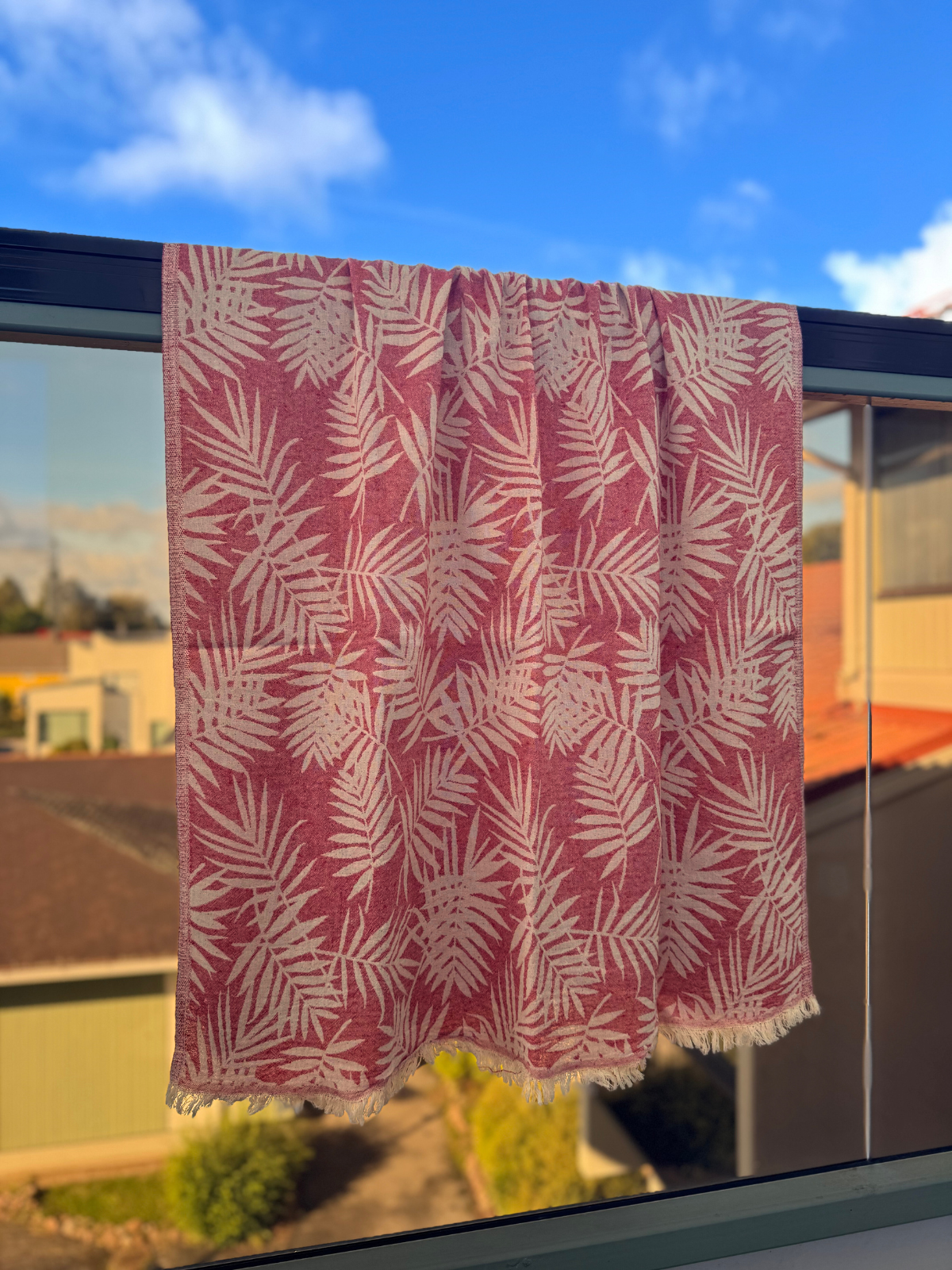 Hamam pyyhe Palmu punainen puuvilla 90x170cm