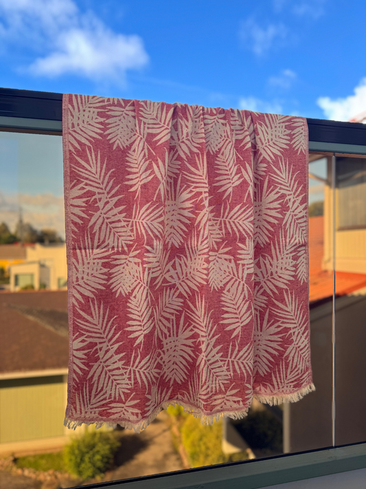 Hamam pyyhe Palmu punainen puuvilla 90x170cm
