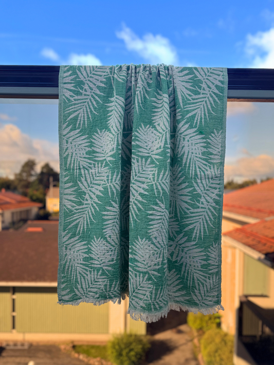 Hamam pyyhe Palmu vihreä puuvilla 90x170cm