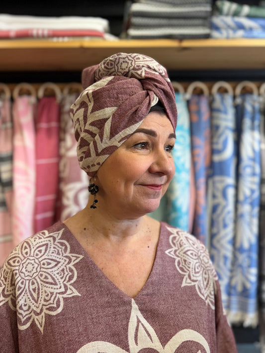 Hamam turbaani Mandala burgundinpunainen