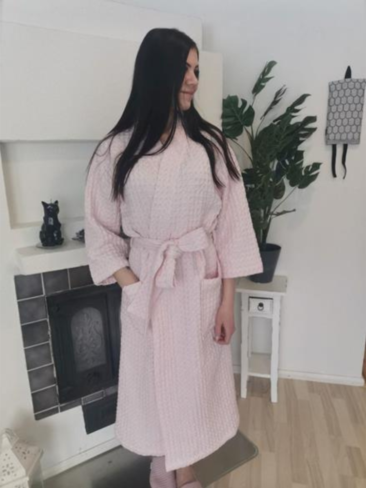 Hamam kylpytakki Vohveli vaaleanpunainen
