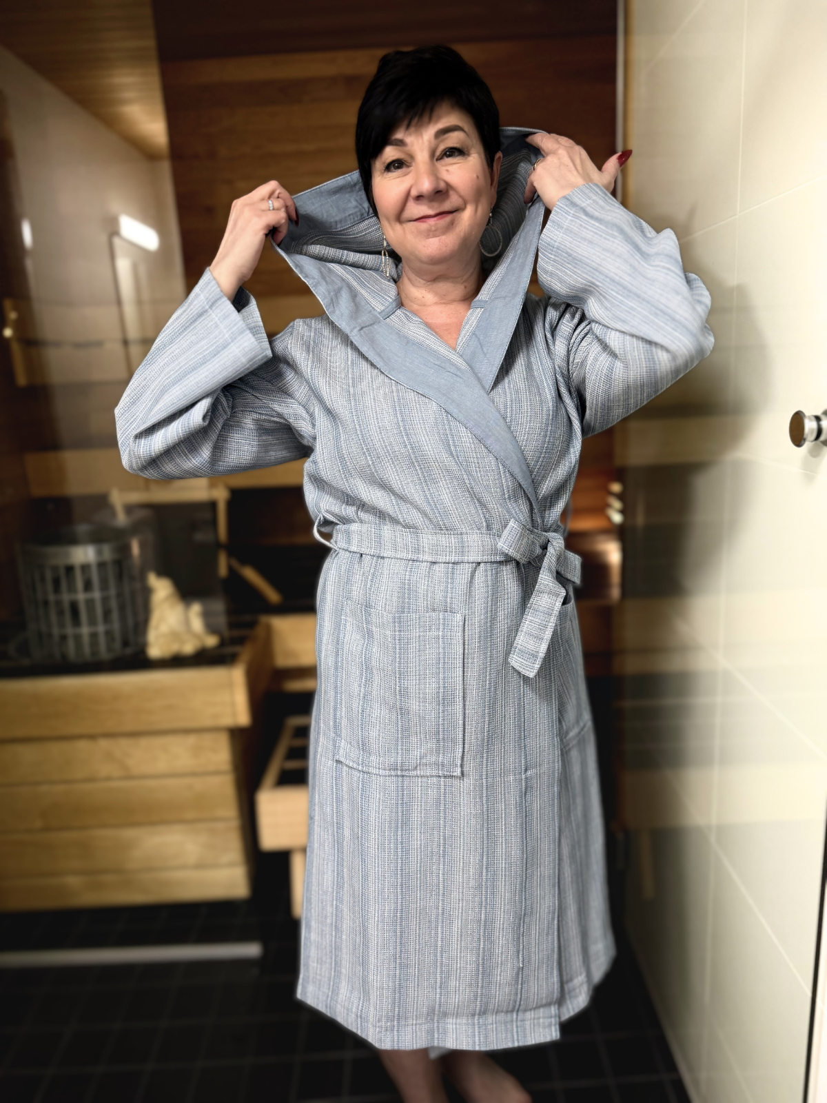 Hamam hupullinen kylpytakki Harmony sininen