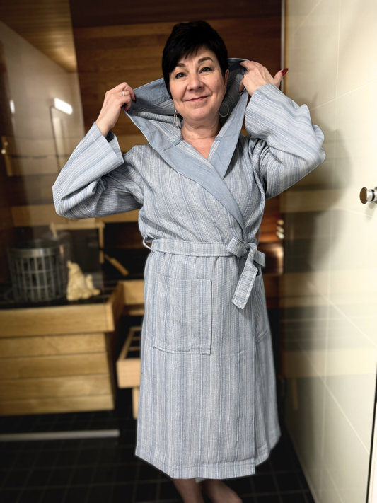 Hamam hupullinen kylpytakki Harmony sininen