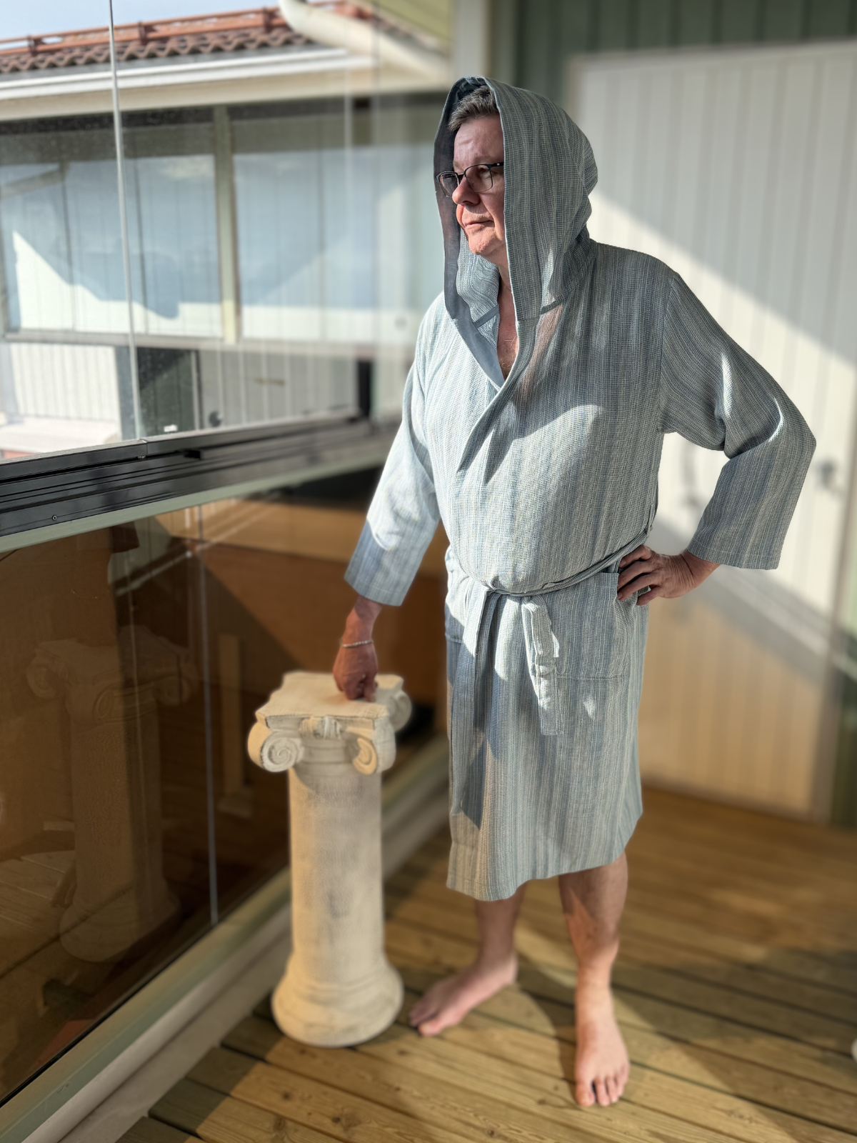 Hamam hupullinen kylpytakki Harmony sininen