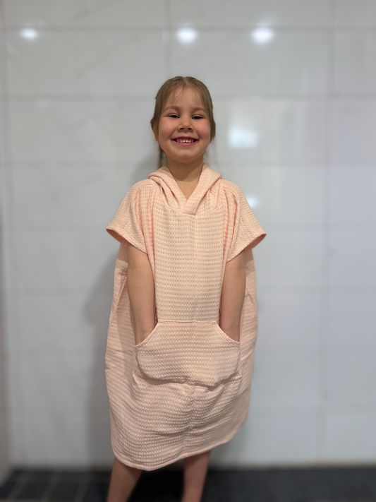 Poncho hupullinen lasten vaaleanpunainen