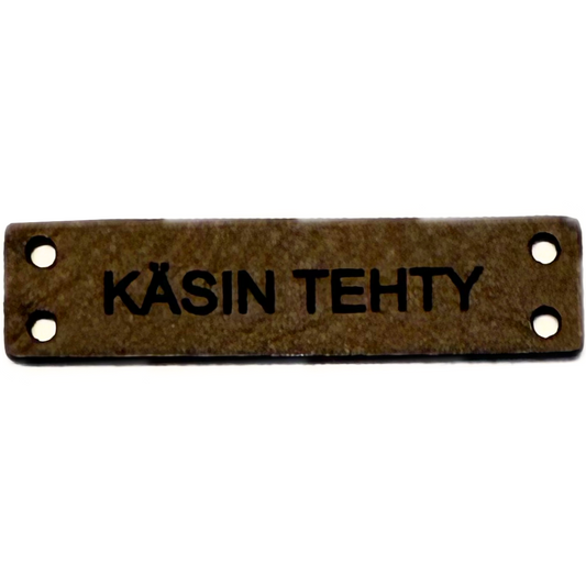 Merkki keinonahkaa KÄSIN TEHTY, tummanruskea