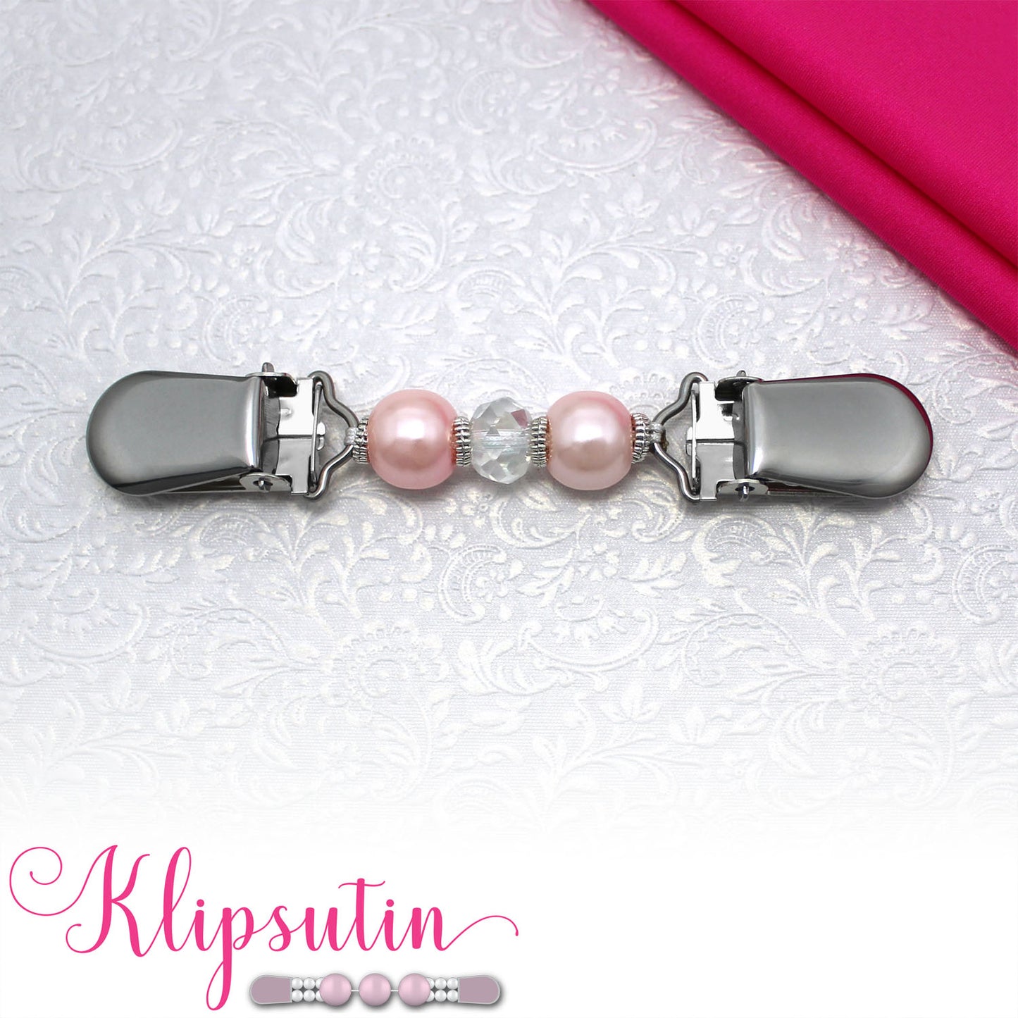 Klipsutin Tania vaaleanpunainen