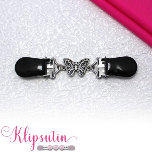 Klipsutin Vanessa musta-hopea