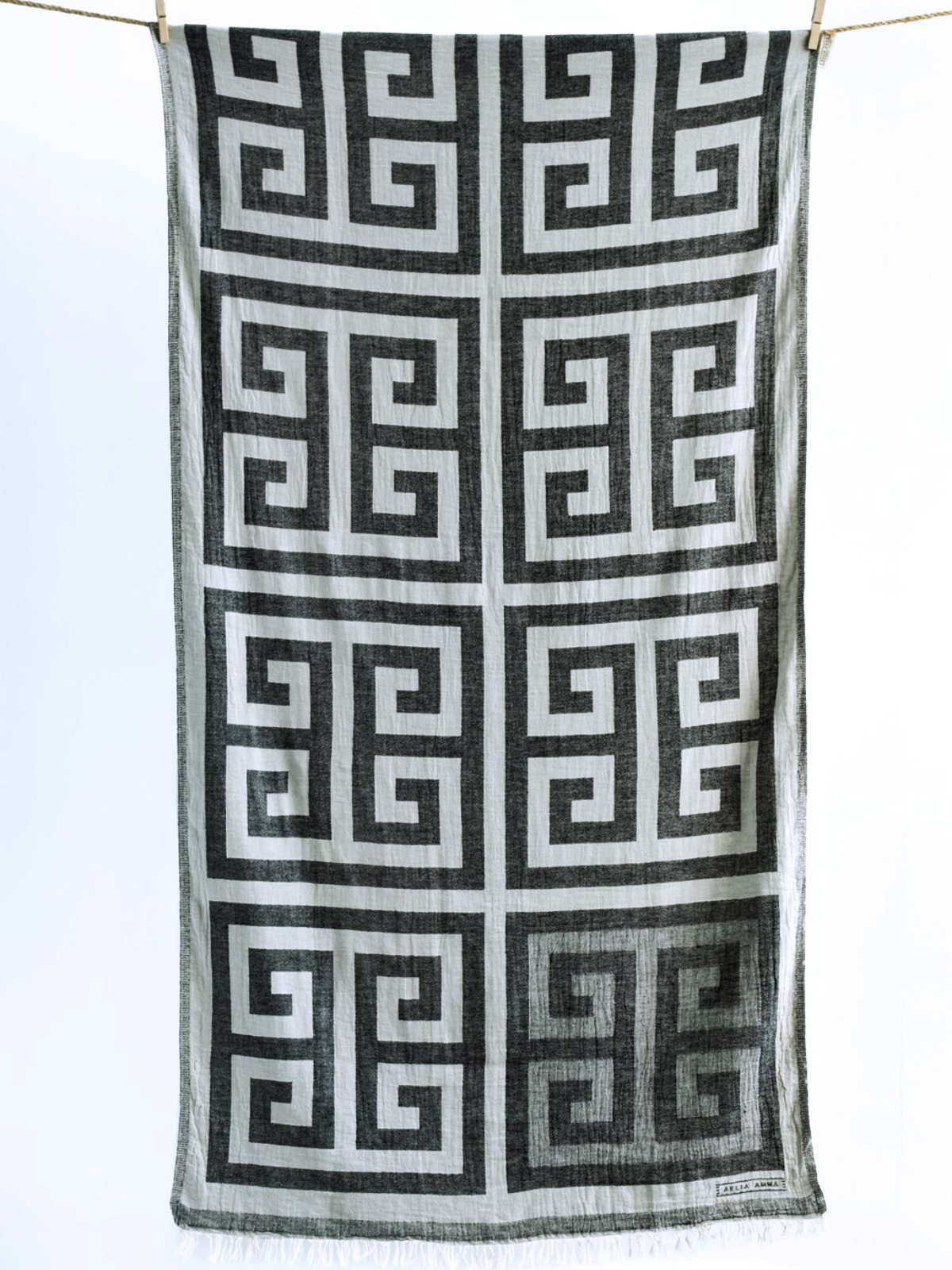 Kreikkalainen pyyhe Meander musta puuvilla 90x180cm