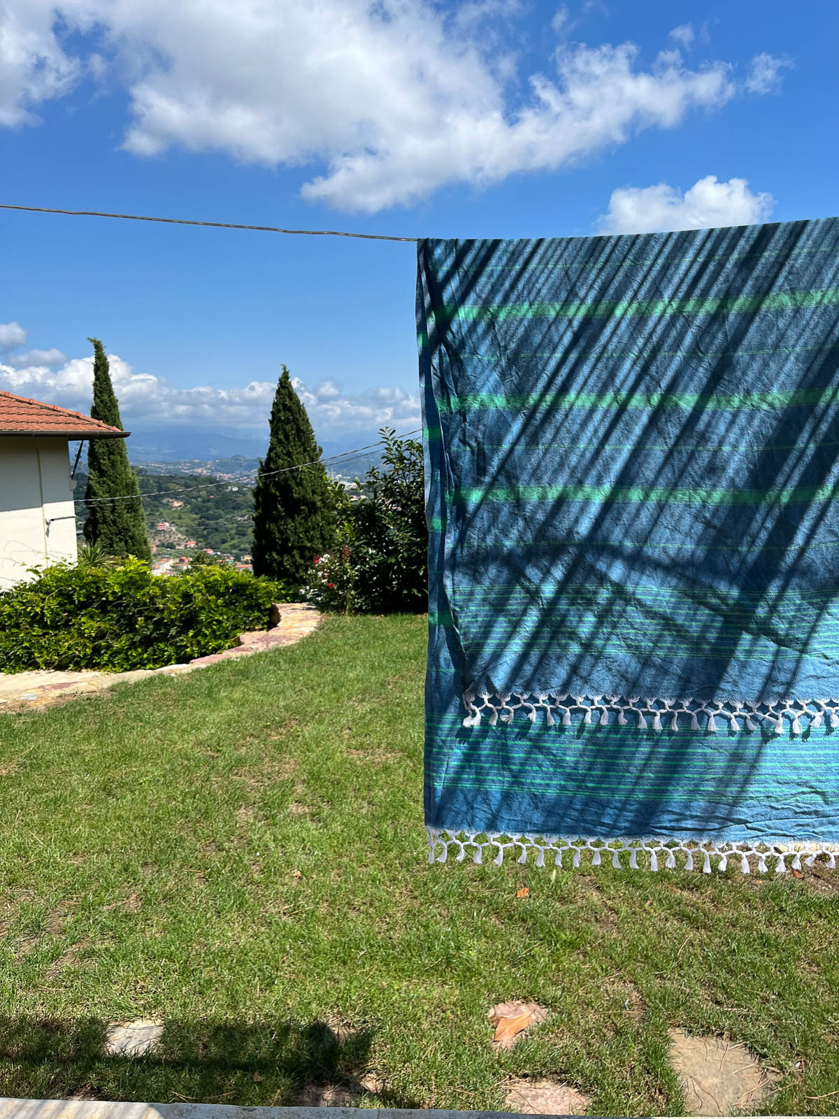 Hamam pyyhe Raita sininen-vihreä puuvilla 100x170cm