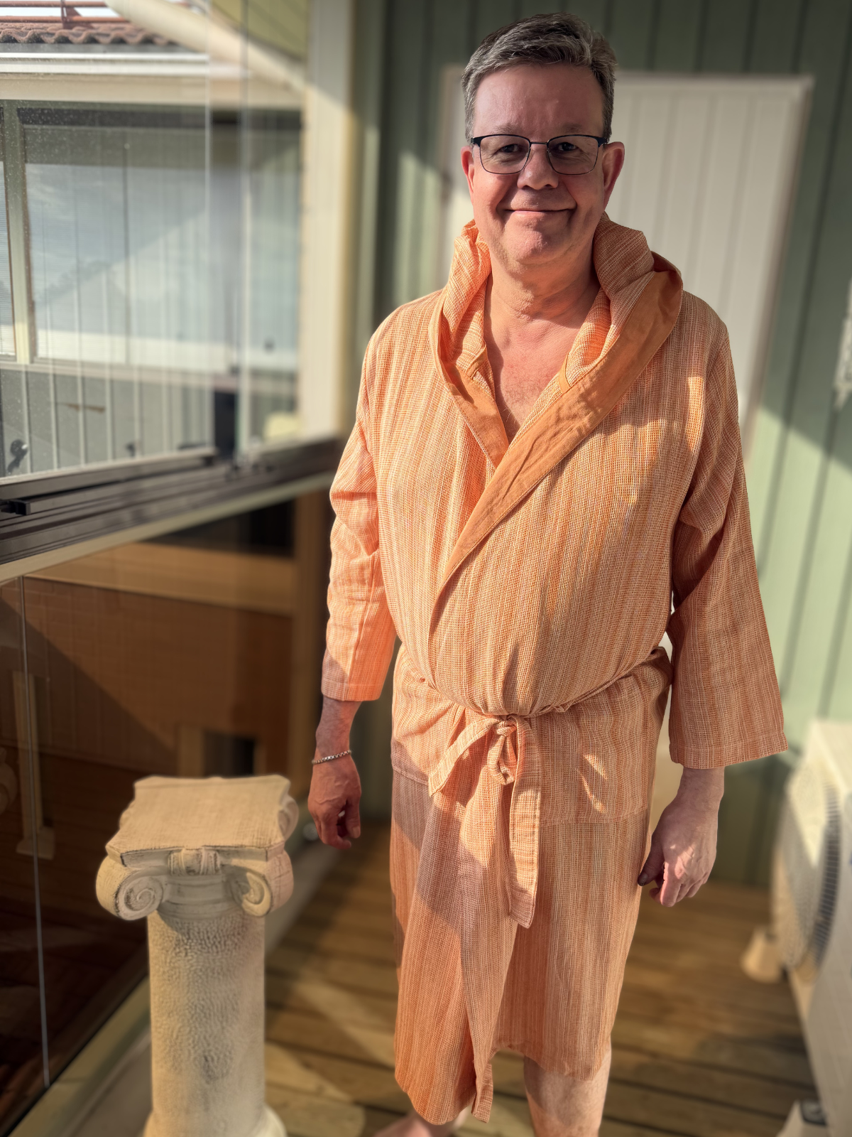 Hamam hupullinen kylpytakki Harmony persikka