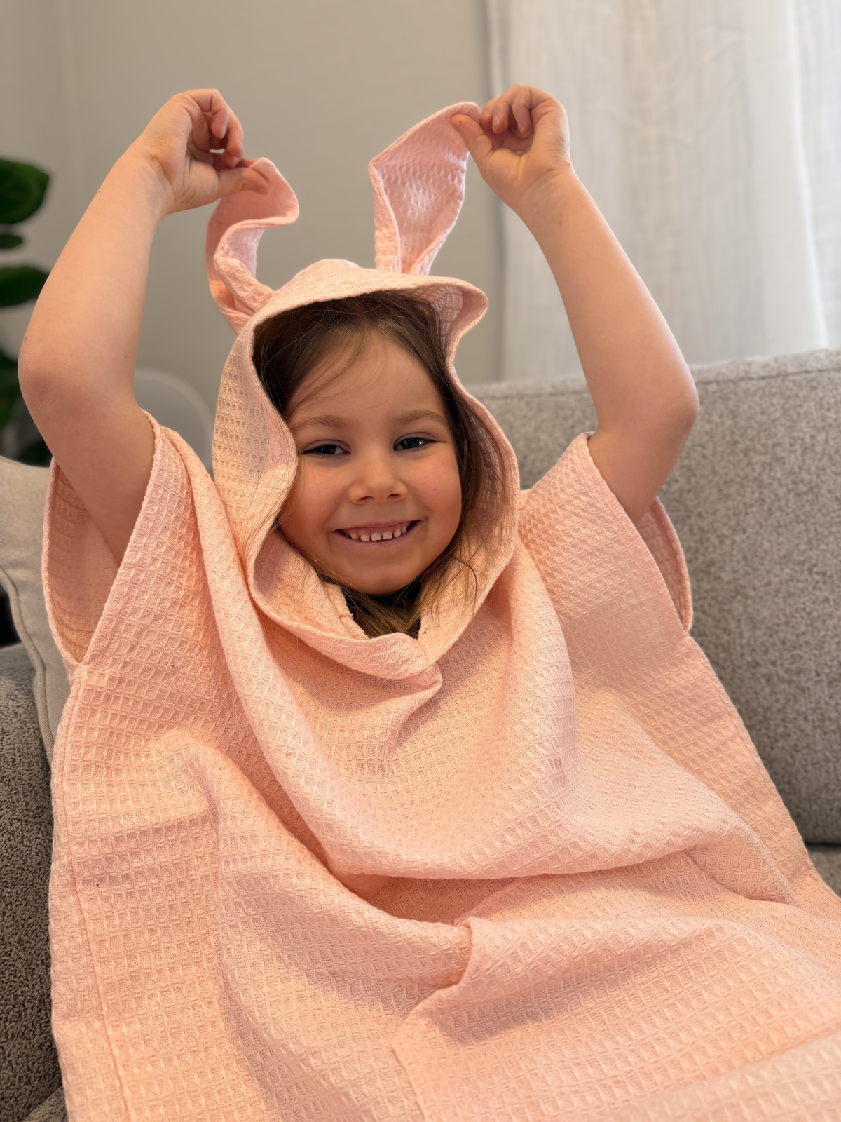 Poncho hupullinen lasten vaaleanpunainen